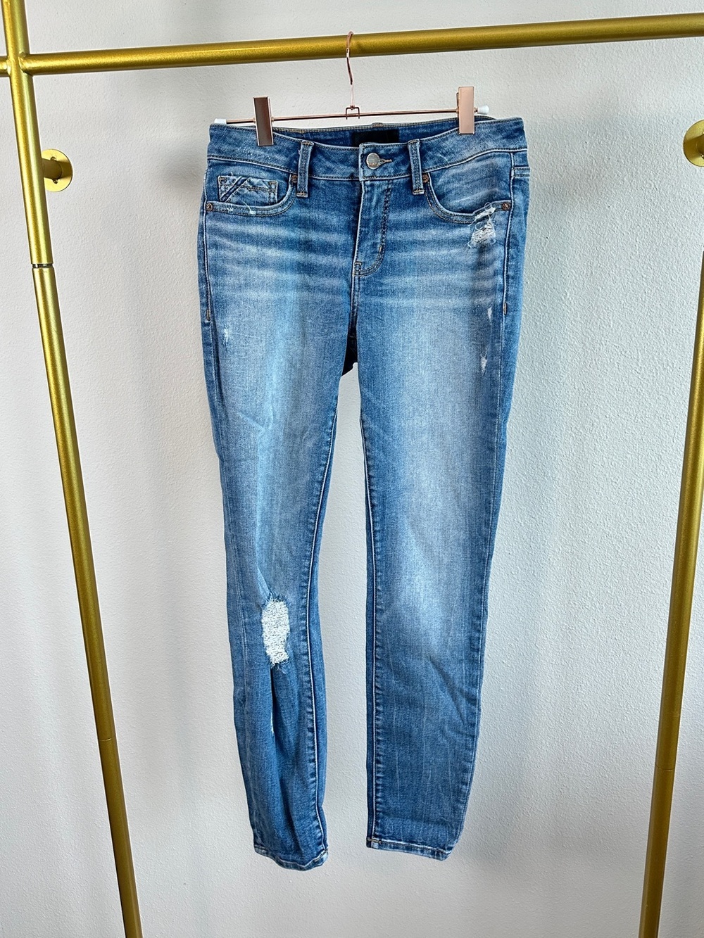 Buckle Black Blue Distressed Skinny Jeans